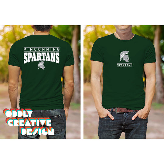 Pinconning Spartans - Spirit Wear - Mascot Over Bracketed Name