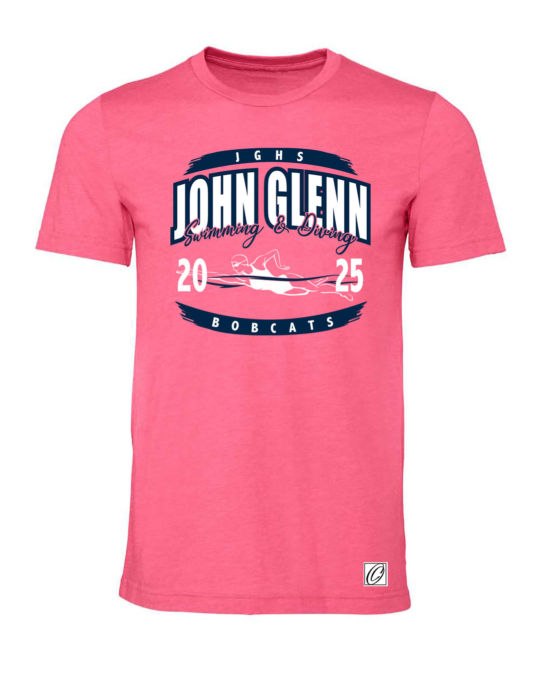 Adult - John Glenn Bobcats - Girls Swimming & Diving - 2025 - Bella Canvas Heather CVC Crewneck Short Sleeve Tee