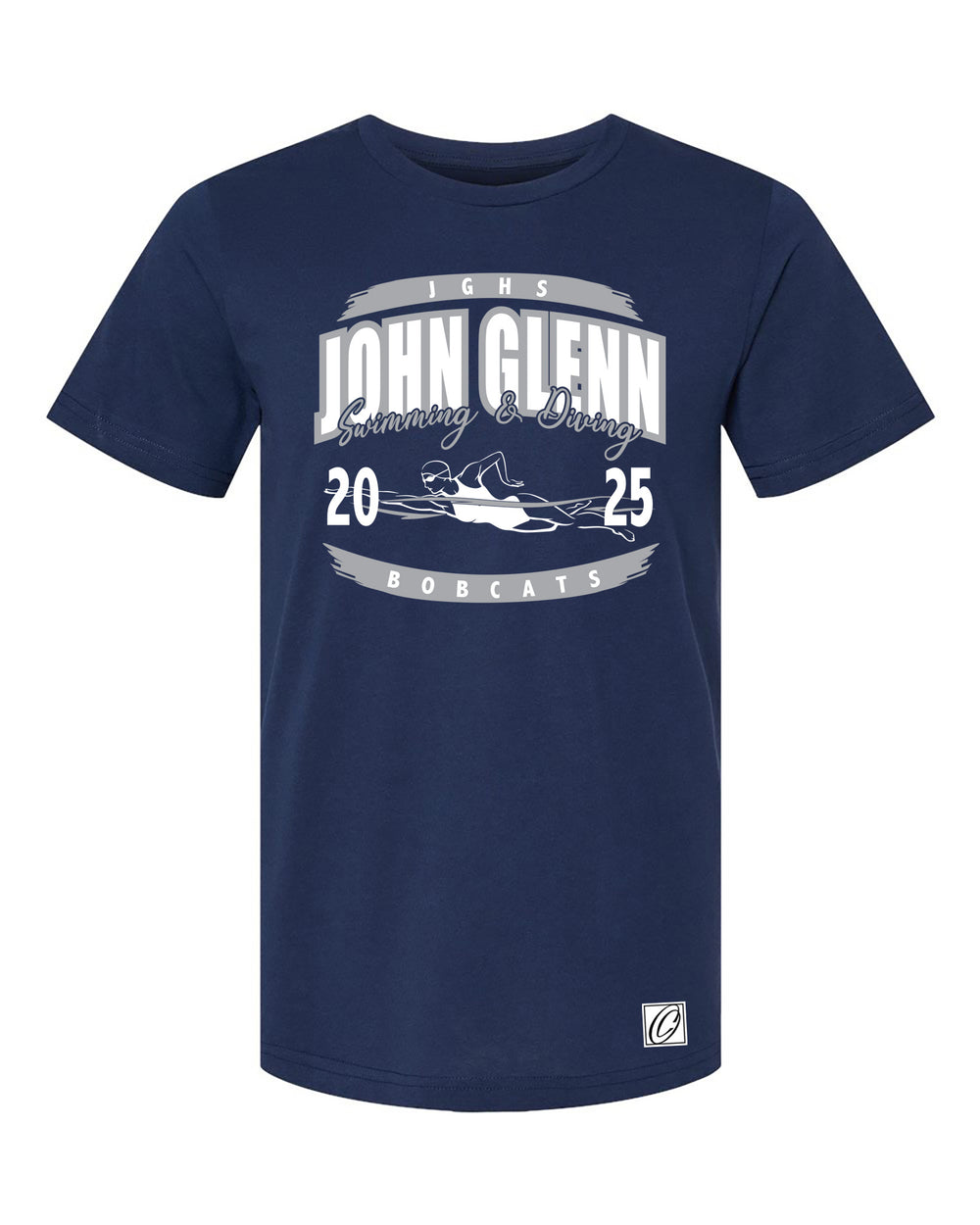 Adult - John Glenn Bobcats - Girls Swimming & Diving - 2025 - Bella Canvas Heather CVC Crewneck Short Sleeve Tee