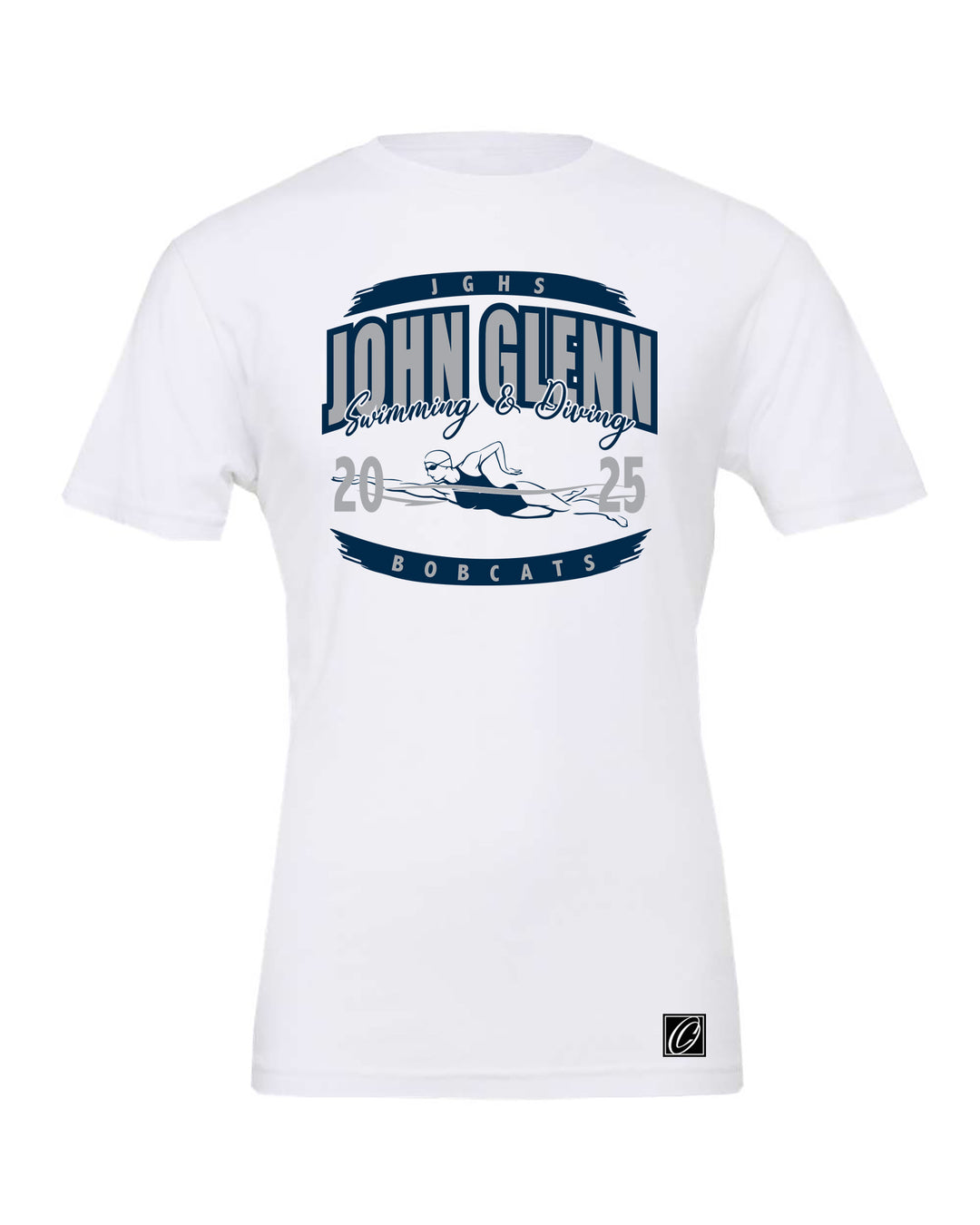 Adult - John Glenn Bobcats - Girls Swimming & Diving - 2025 - Bella Canvas Heather CVC Crewneck Short Sleeve Tee