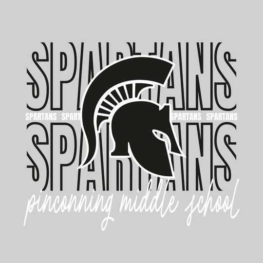 Pinconning Middle School - Spirit Wear - Outlined Spartans with Cursive School Name