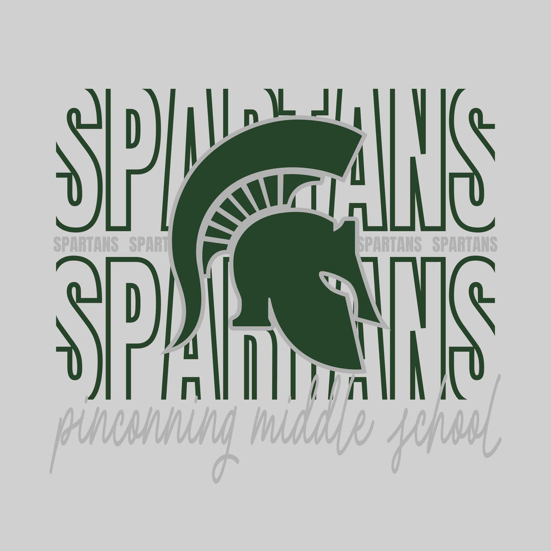 Pinconning Middle School - Spirit Wear - Outlined Spartans with Cursive School Name