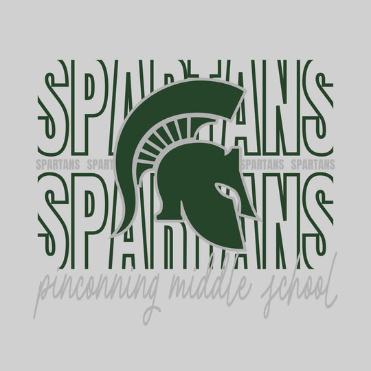 Pinconning Middle School - Spirit Wear - Outlined Spartans with Cursive School Name