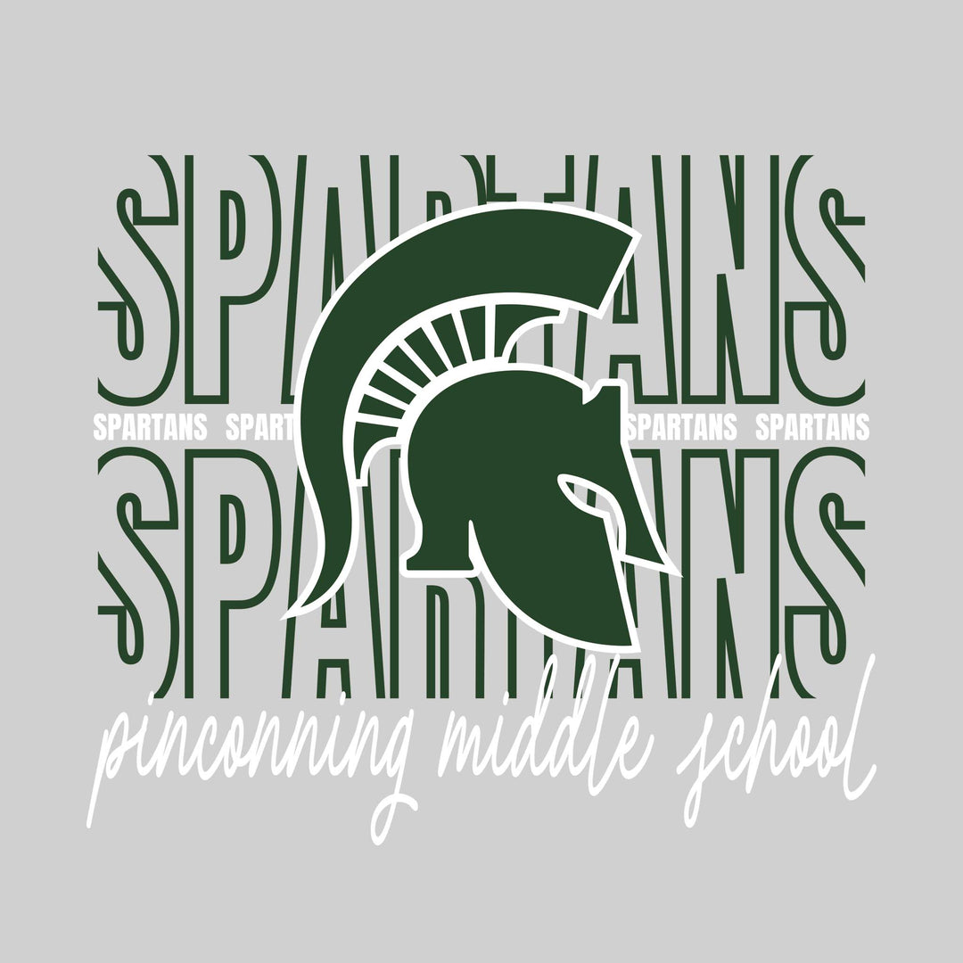 Pinconning Middle School - Spirit Wear - Outlined Spartans with Cursive School Name
