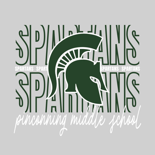 Pinconning Middle School - Spirit Wear - Outlined Spartans with Cursive School Name
