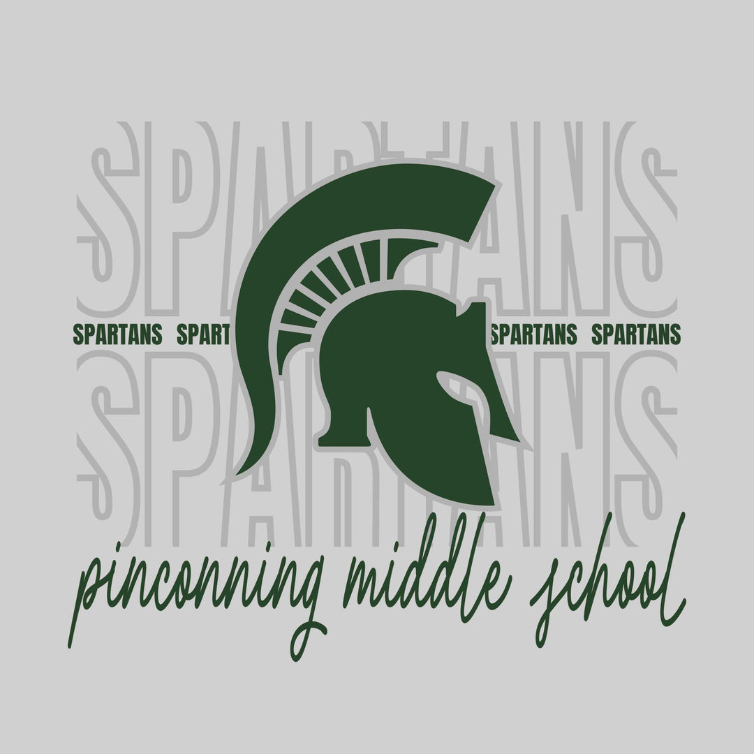 Pinconning Middle School - Spirit Wear - Outlined Spartans with Cursive School Name