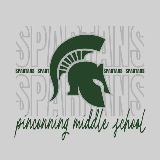 Pinconning Middle School - Spirit Wear - Outlined Spartans with Cursive School Name