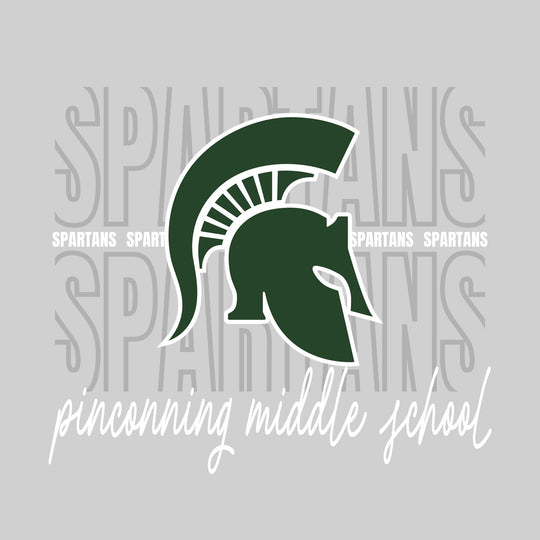 Pinconning Middle School - Spirit Wear - Outlined Spartans with Cursive School Name