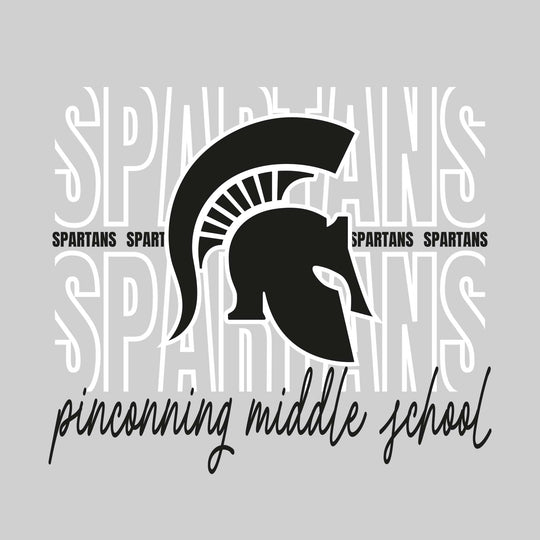 Pinconning Middle School - Spirit Wear - Outlined Spartans with Cursive School Name