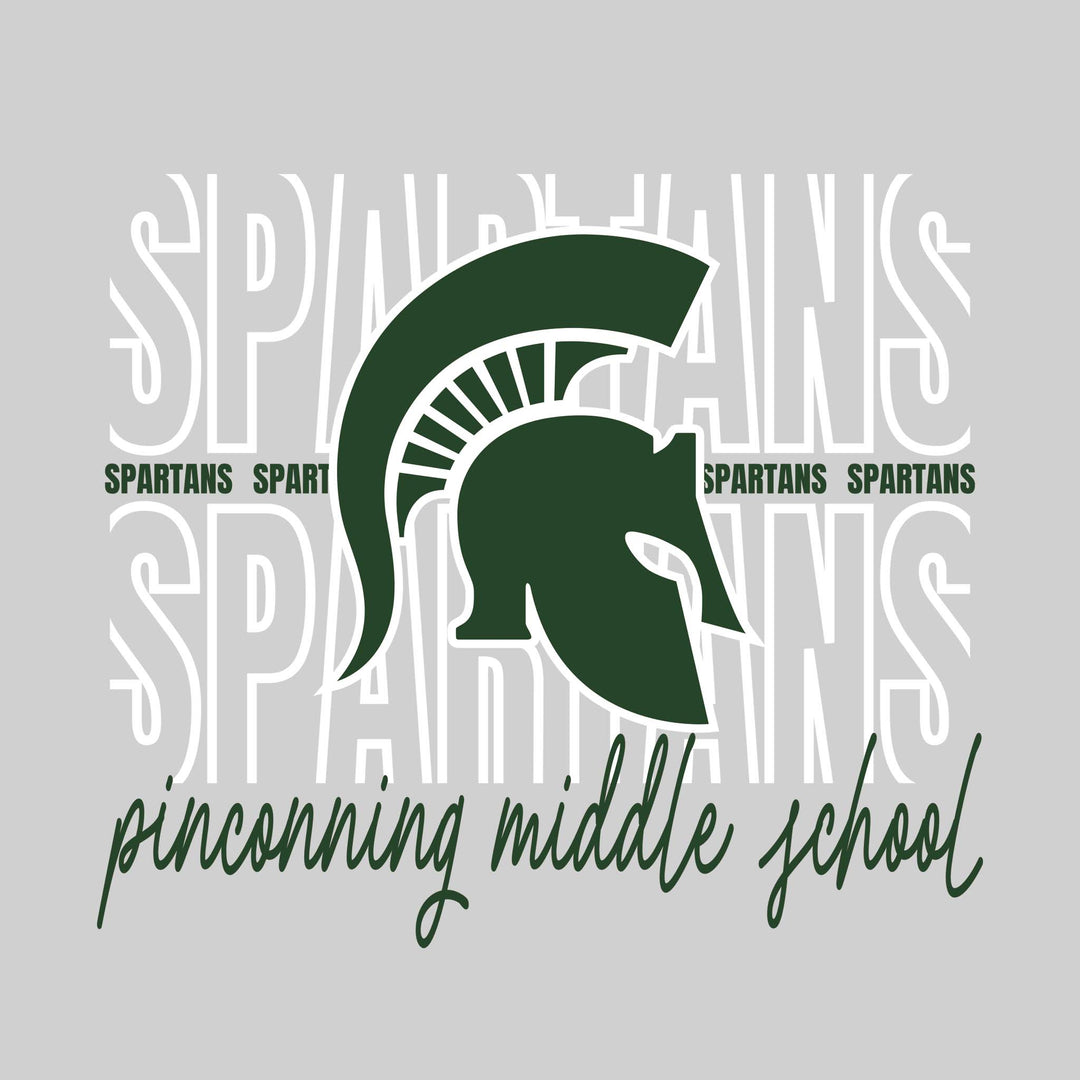 Pinconning Middle School - Spirit Wear - Outlined Spartans with Cursive School Name