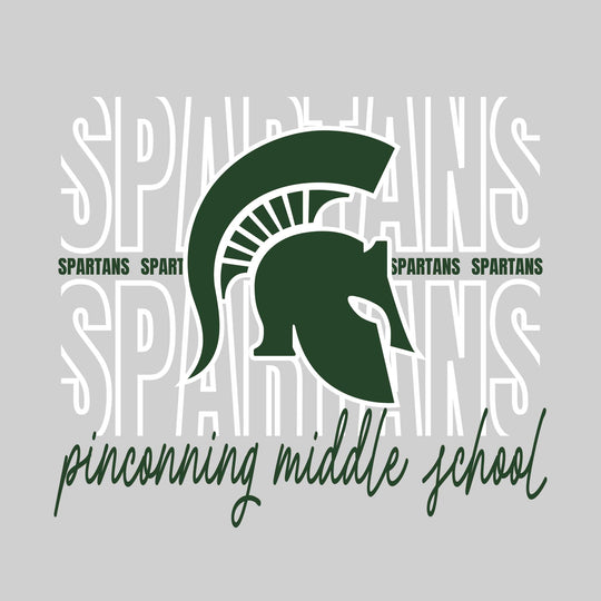 Pinconning Middle School - Spirit Wear - Outlined Spartans with Cursive School Name