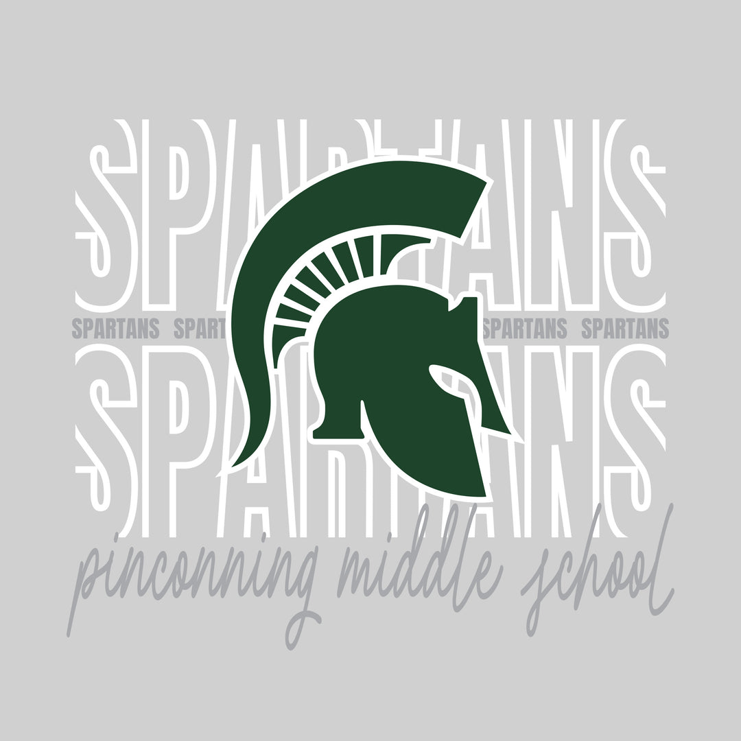 Pinconning Middle School - Spirit Wear - Outlined Spartans with Cursive School Name