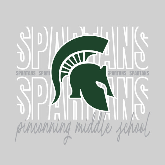 Pinconning Middle School - Spirit Wear - Outlined Spartans with Cursive School Name