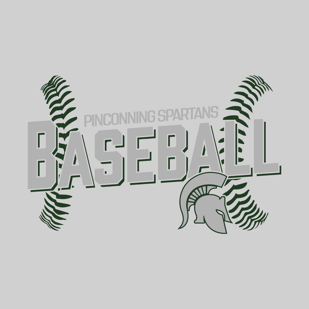 Pinconning Spartans - Baseball - Angled Baseball with Baseball Stitches