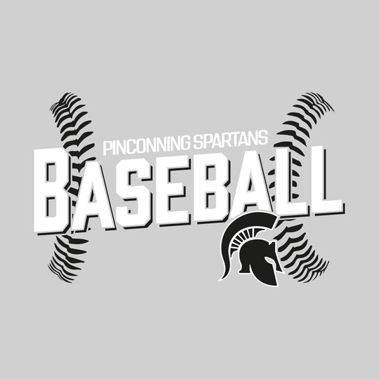 Pinconning Spartans - Baseball - Angled Baseball with Baseball Stitches