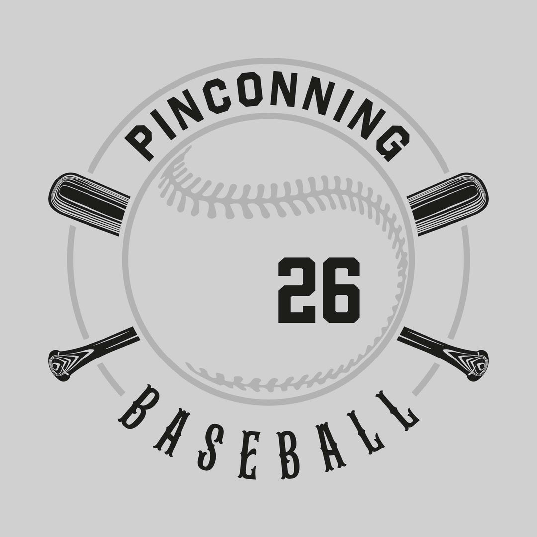 Pinconning Spartans - Baseball - Crossed Bats with School Name and Baseball Stitches