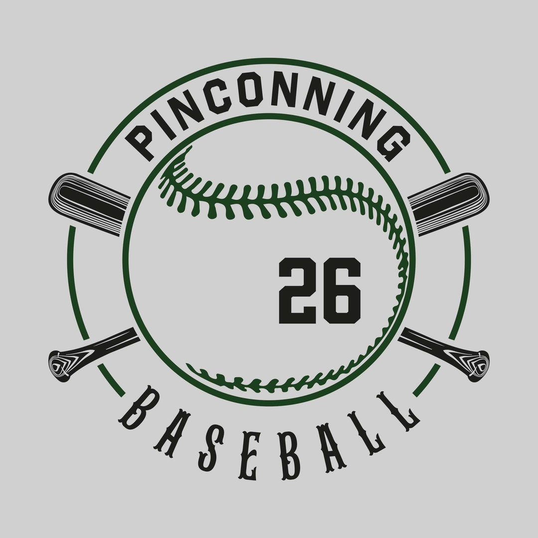 Pinconning Spartans - Baseball - Crossed Bats with School Name and Baseball Stitches