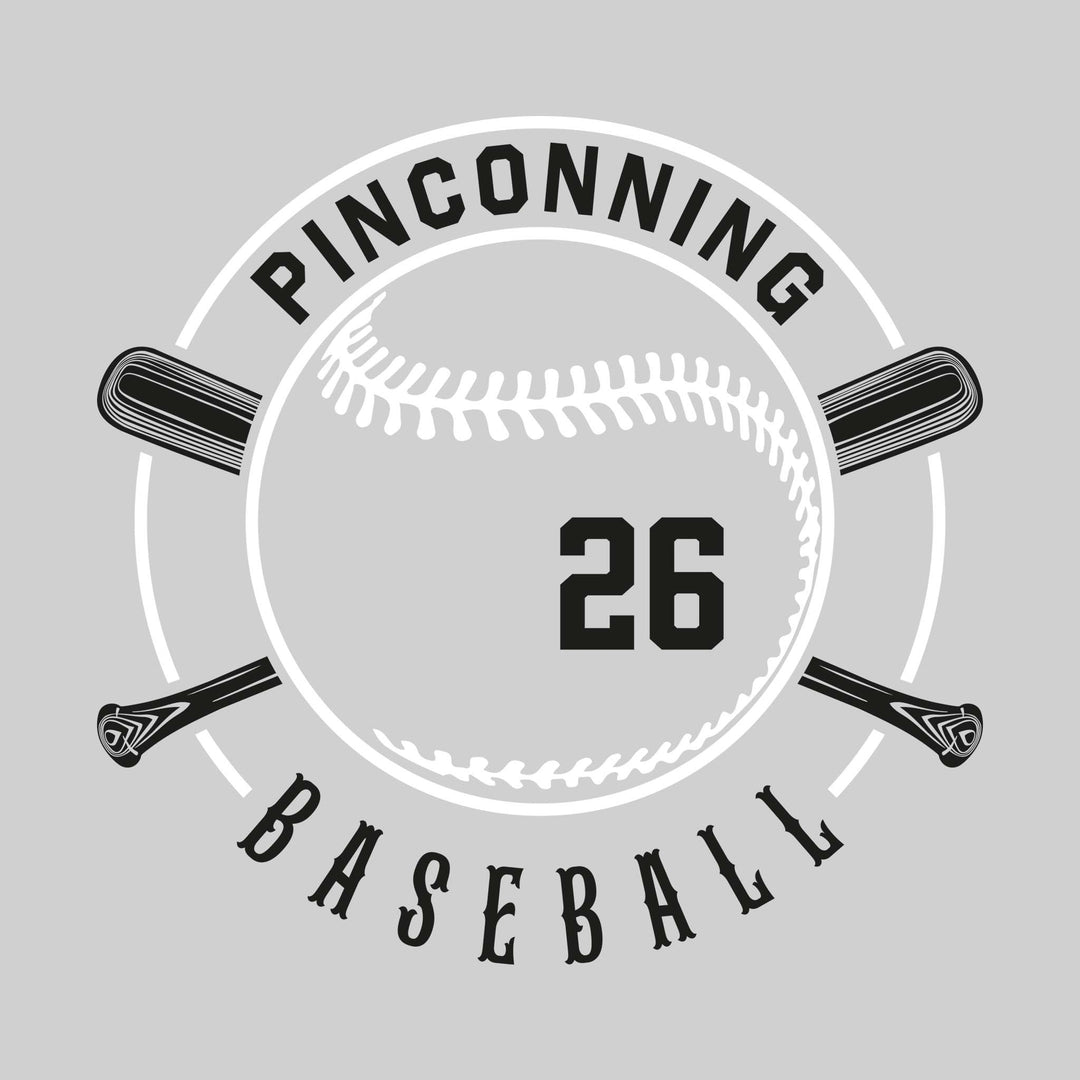 Pinconning Spartans - Baseball - Crossed Bats with School Name and Baseball Stitches