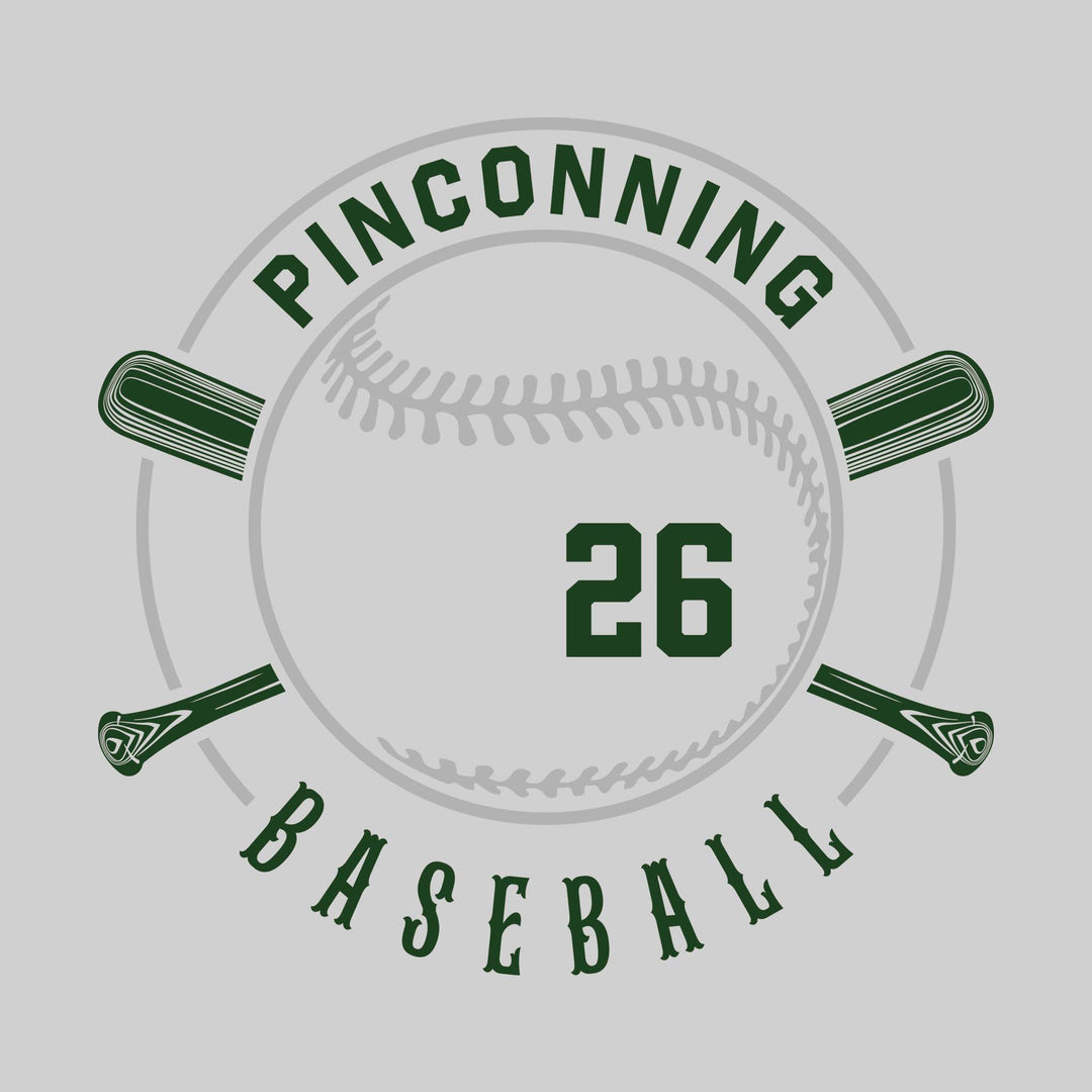 Pinconning Spartans - Baseball - Crossed Bats with School Name and Baseball Stitches