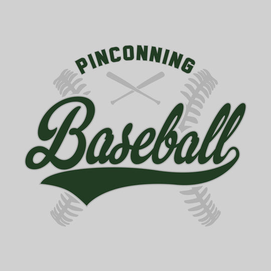 Pinconning Spartans - Baseball - Cursive Baseball with Stitches & Crossed Bats