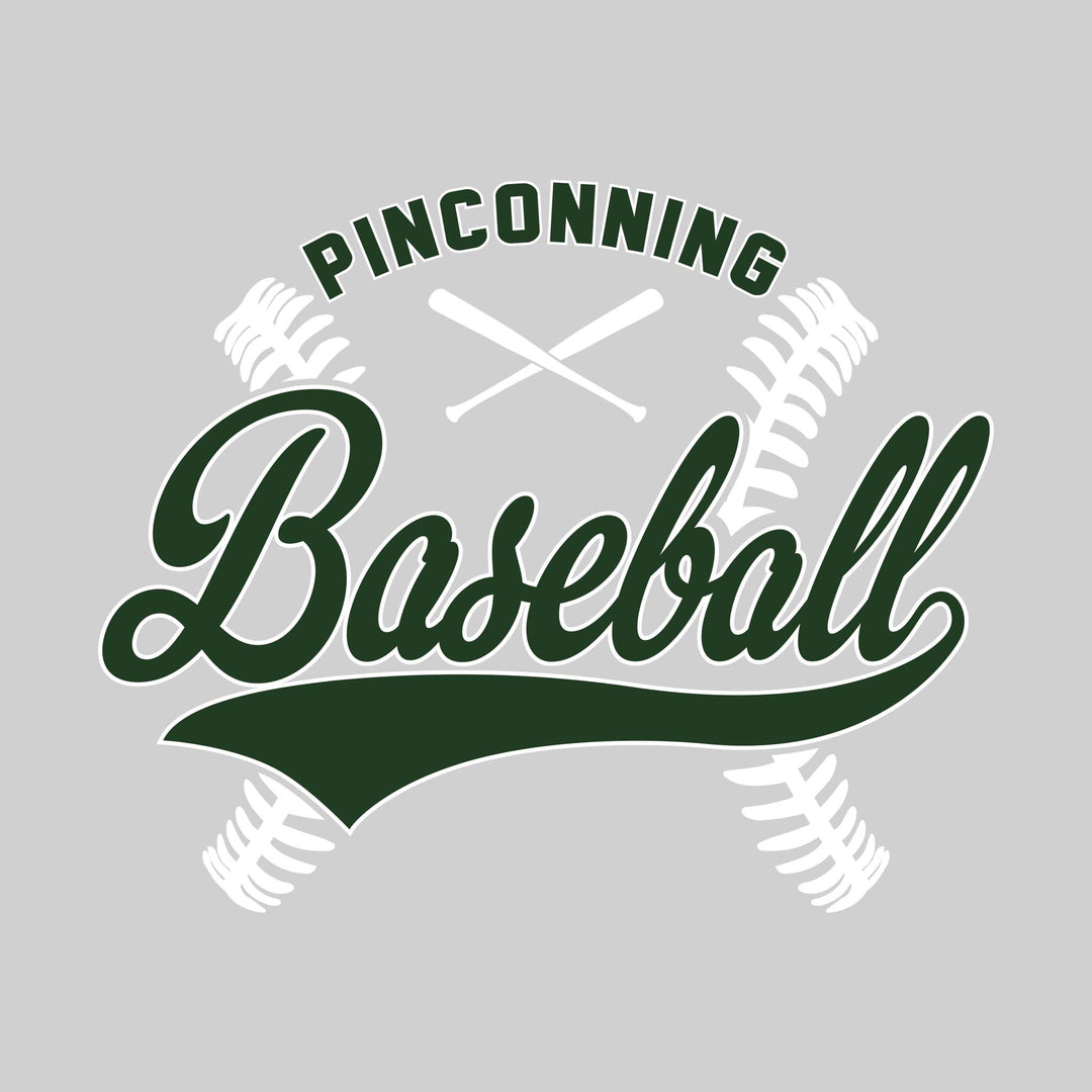 Pinconning Spartans - Baseball - Cursive Baseball with Stitches & Crossed Bats