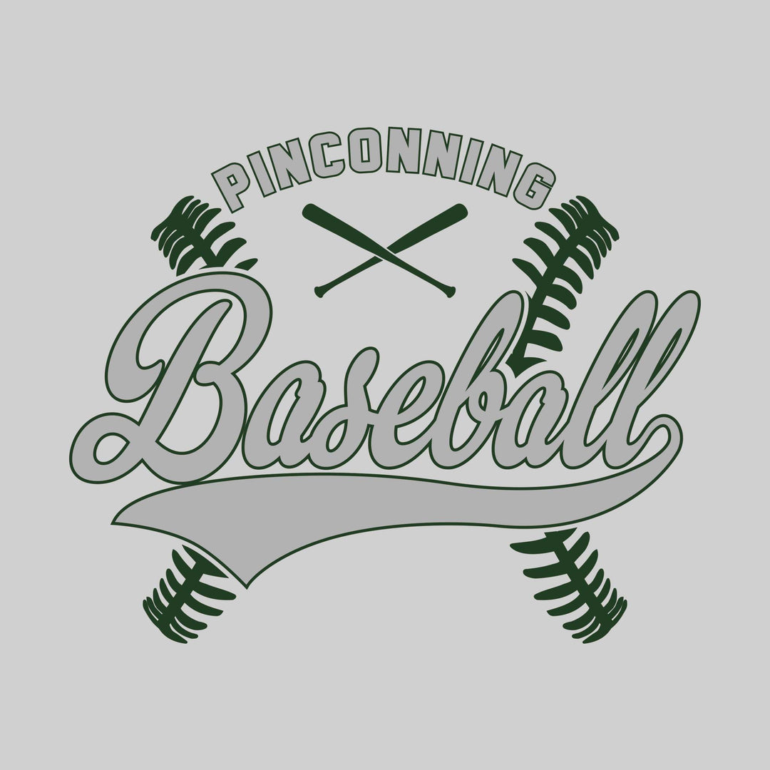 Pinconning Spartans - Baseball - Cursive Baseball with Stitches & Crossed Bats