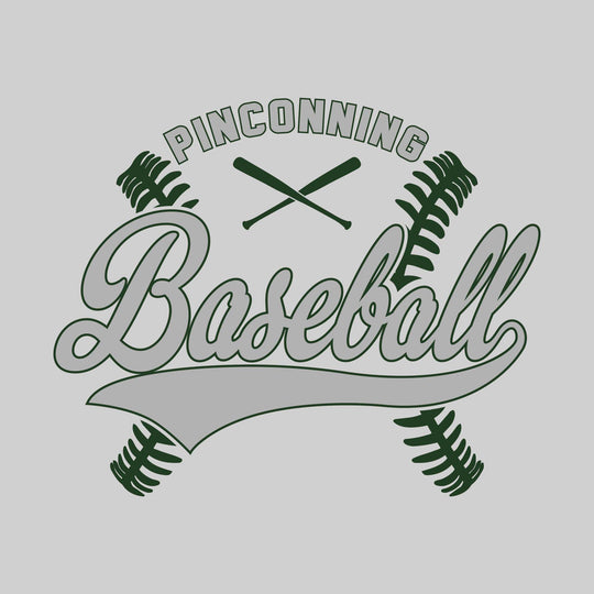 Pinconning Spartans - Baseball - Cursive Baseball with Stitches & Crossed Bats