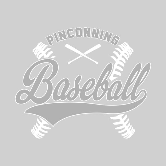 Pinconning Spartans - Baseball - Cursive Baseball with Stitches & Crossed Bats