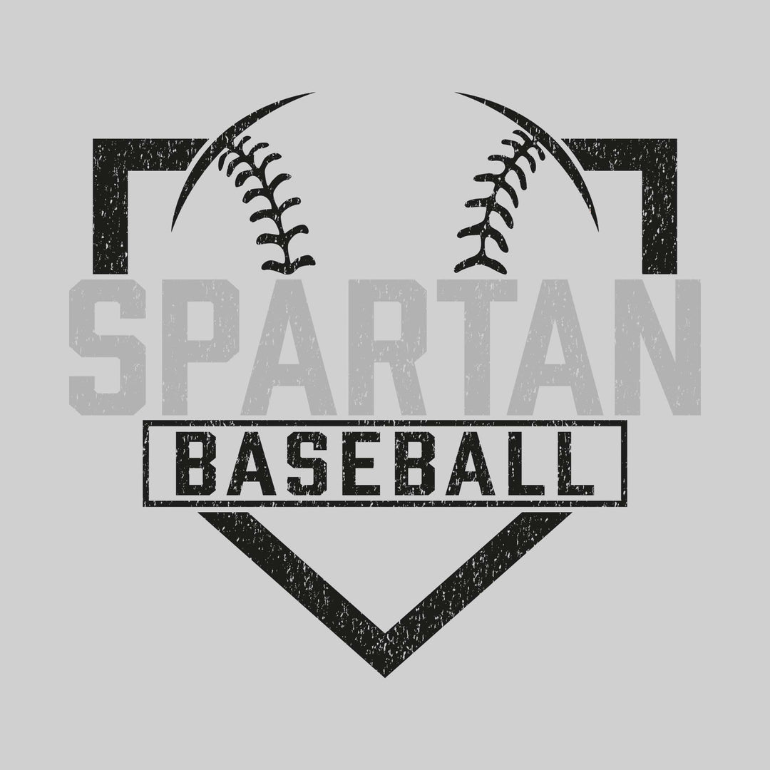 Pinconning Spartans - Baseball - Home Plate with Mascot Name - Distressed