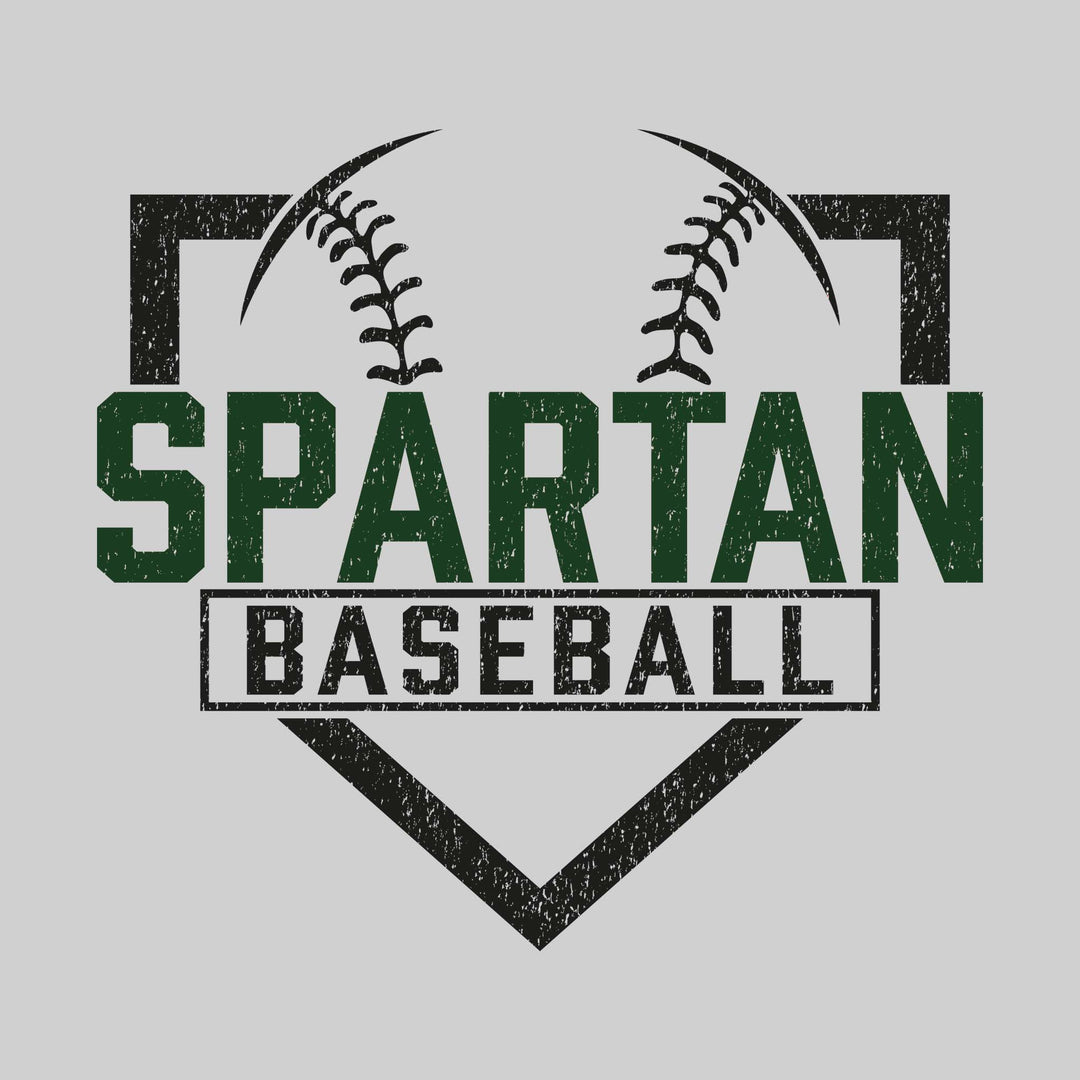 Pinconning Spartans - Baseball - Home Plate with Mascot Name - Distressed