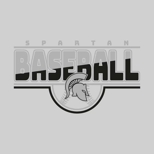 Pinconning Spartans - Baseball - Split-Color Baseball with Mascot and Baseball Shape