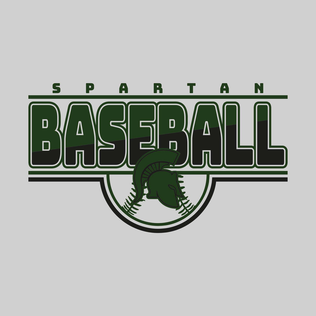 Pinconning Spartans - Baseball - Split-Color Baseball with Mascot and Baseball Shape