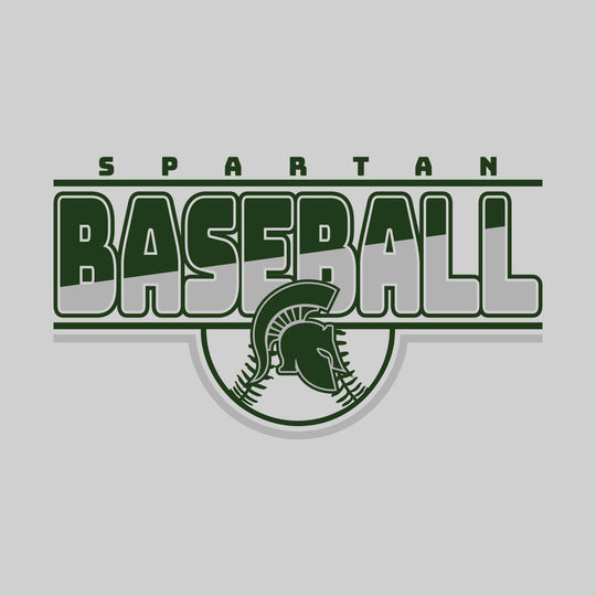 Pinconning Spartans - Baseball - Split-Color Baseball with Mascot and Baseball Shape