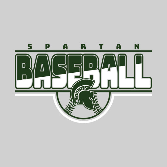 Pinconning Spartans - Baseball - Split-Color Baseball with Mascot and Baseball Shape