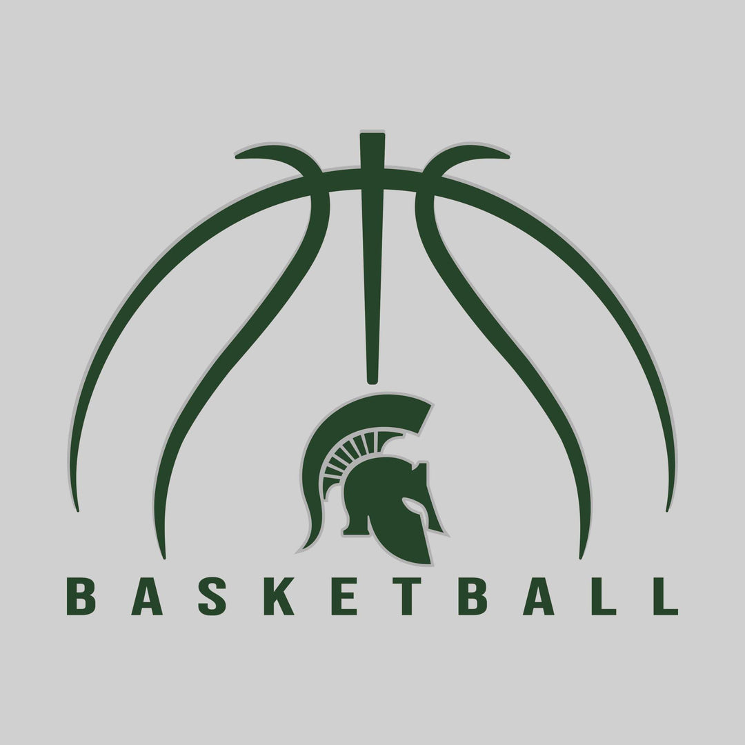 Pinconning Spartans - Basketball - Basketball Text with Mascot and Grooves