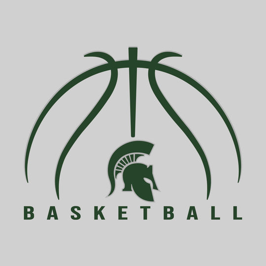 Pinconning Spartans - Basketball - Basketball Text with Mascot and Grooves