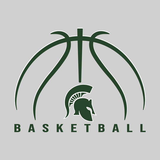 Pinconning Spartans - Basketball - Basketball Text with Mascot and Grooves