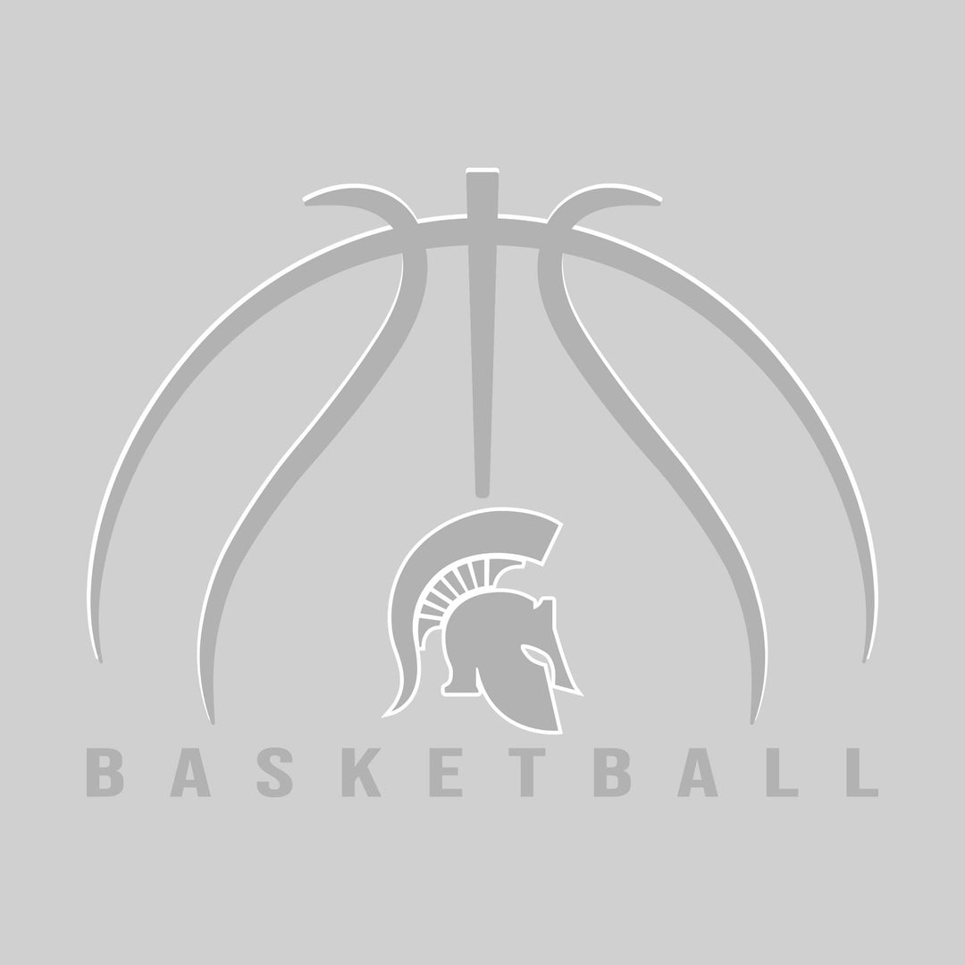Pinconning Spartans - Basketball - Basketball Text with Mascot and Grooves