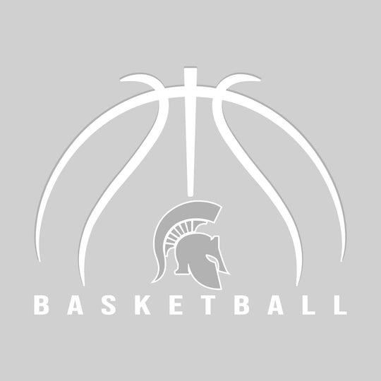 Pinconning Spartans - Basketball - Basketball Text with Mascot and Grooves