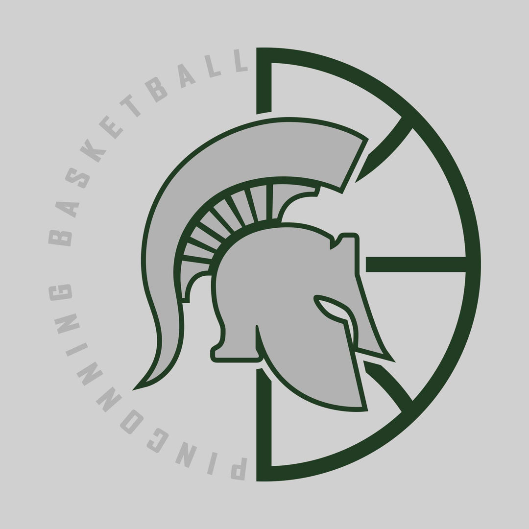 Pinconning Spartans - Basketball - Center Mascot with Circle Text & Basketball Grooves
