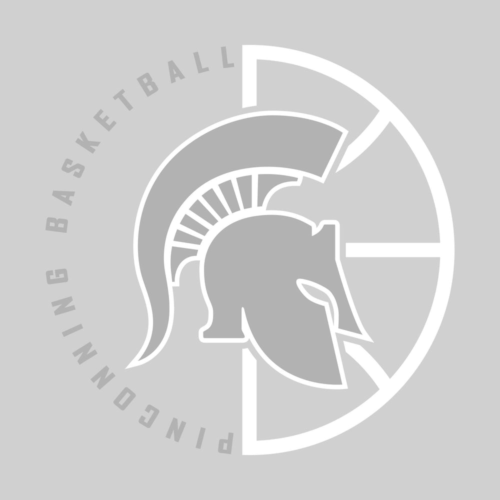 Pinconning Spartans - Basketball - Center Mascot with Circle Text & Basketball Grooves