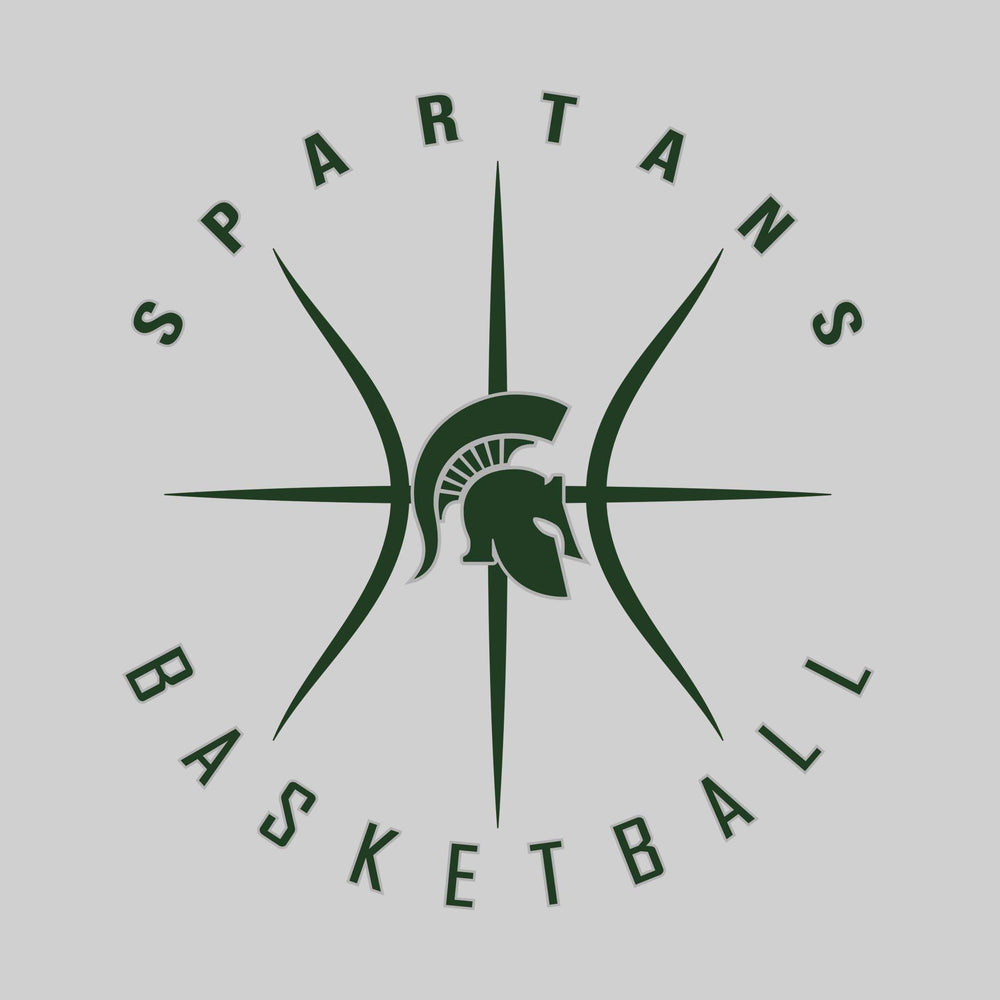 Pinconning Spartans - Basketball - Circular Text with Basketball Threads