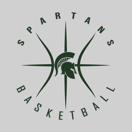 Pinconning Spartans - Basketball - Circular Text with Basketball Threads