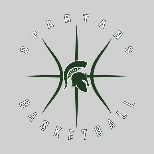 Pinconning Spartans - Basketball - Circular Text with Basketball Threads