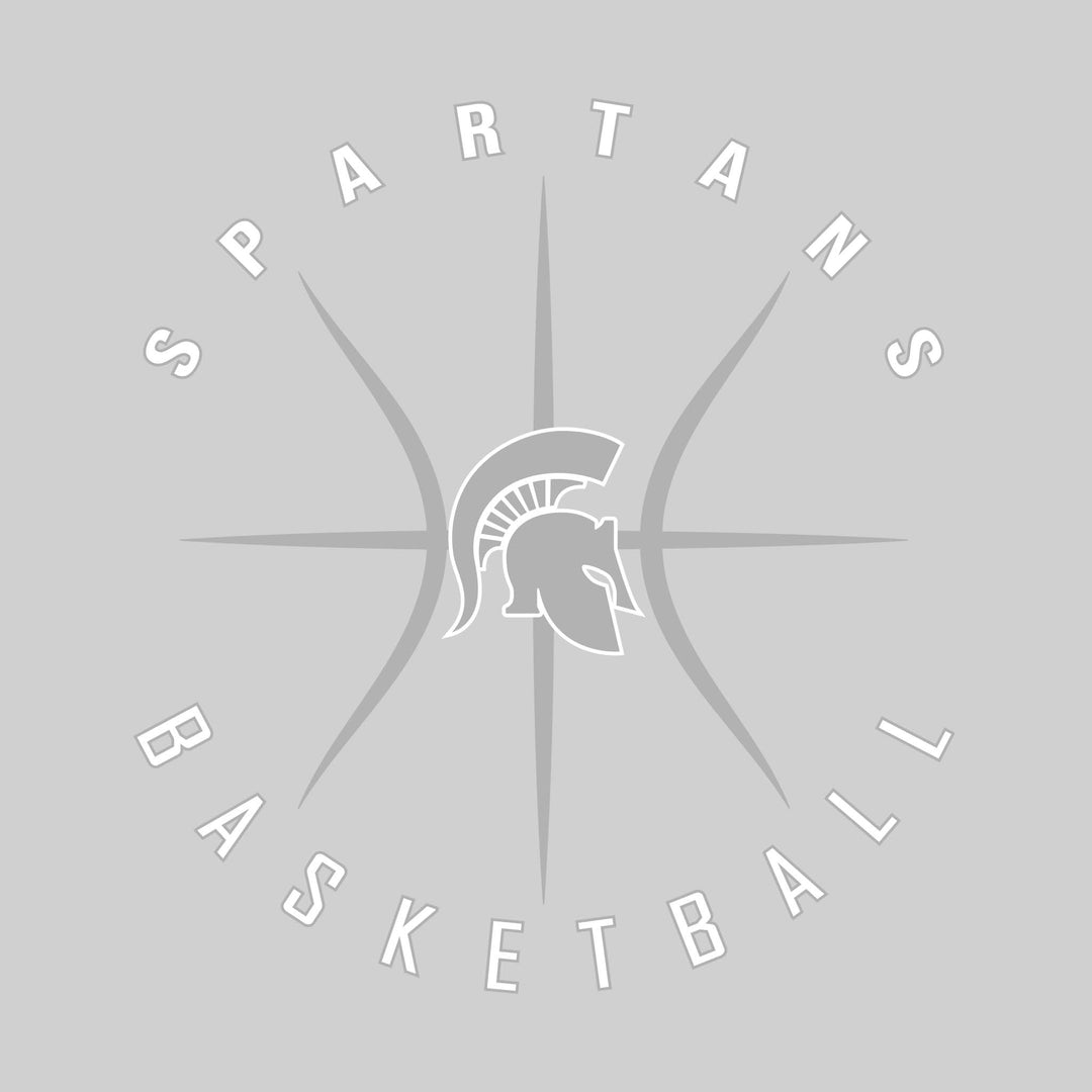 Pinconning Spartans - Basketball - Circular Text with Basketball Threads