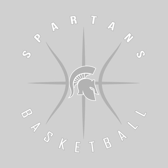 Pinconning Spartans - Basketball - Circular Text with Basketball Threads