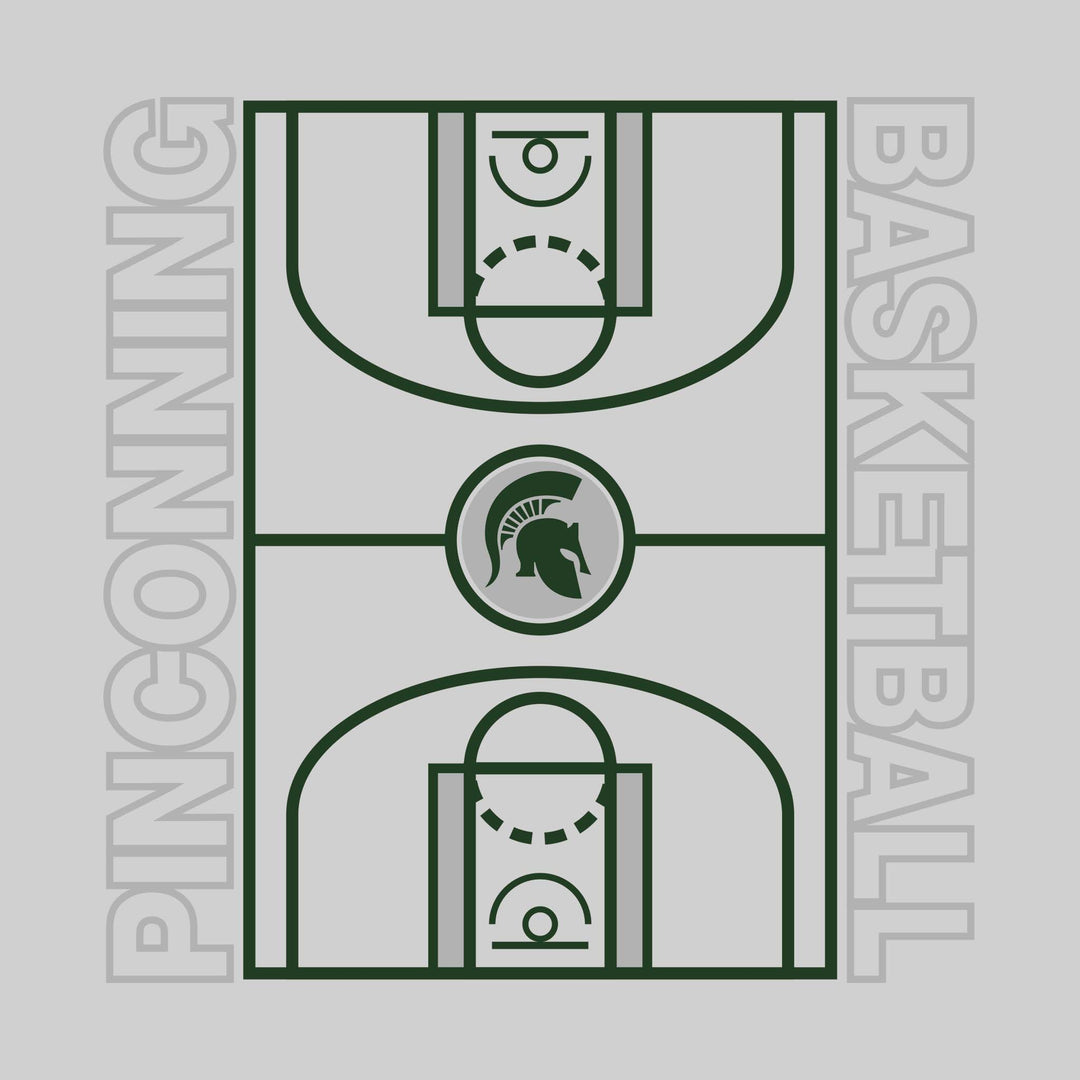 Pinconning Spartans - Basketball - Full Court with Sideline Text