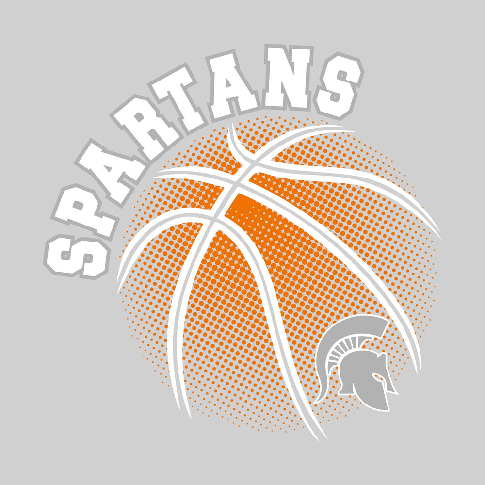 Pinconning Spartans - Basketball - Halftone Basketball with Mascot