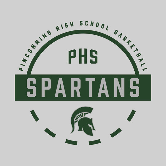 Pinconning Spartans - Basketball - Mascot Name with Free Throw Circle