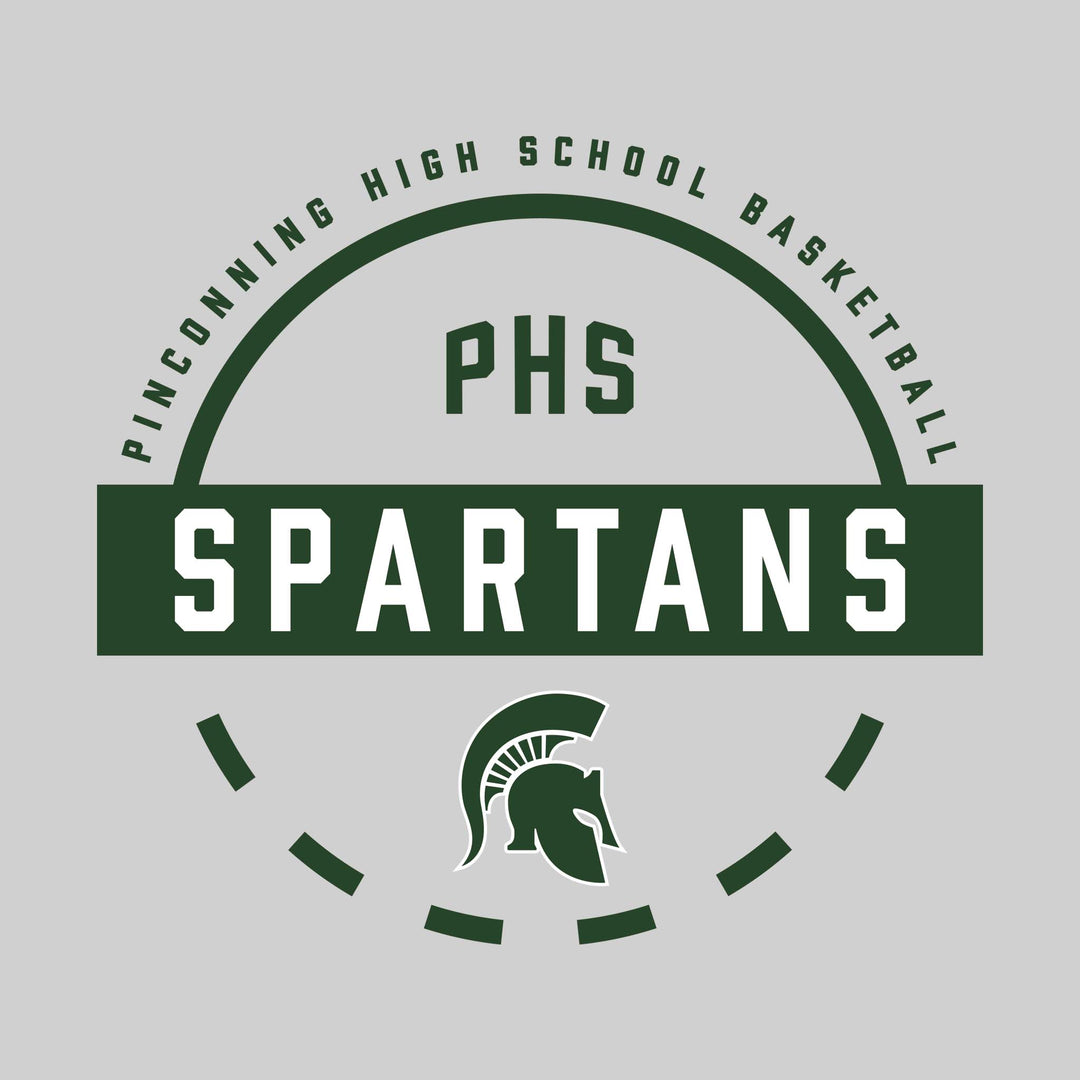 Pinconning Spartans - Basketball - Mascot Name with Free Throw Circle